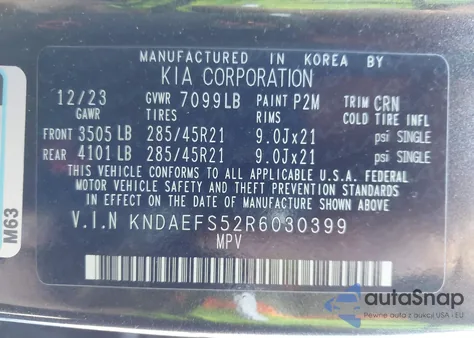 2024 Kia Ev9 Gt-Line from USA, damaged, VIN KNDAEFS52R6030399